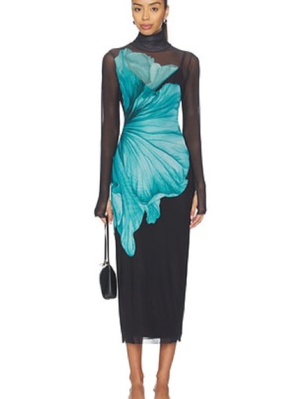 REVOLVE Dress with Teal Floral - Women's Elegant Midi Dress. AFRM